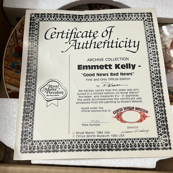 Emmett Kelly good news bad news collection plate. New in box - Picture 3 of 8